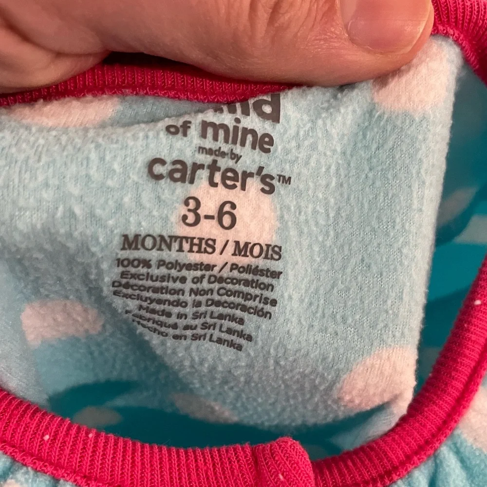 Carter’s Light blue polkadot with a monkey fleece‎ pajamas